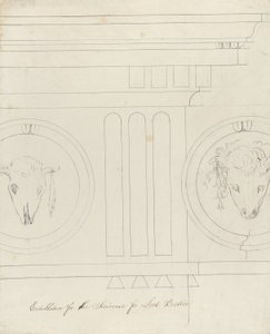 Merdiven saçağı tasarımı, Headfort House, 1772 (keten üzerine serilmiş kağıt üzerine kalem ve mürekkep) by Robert Adam